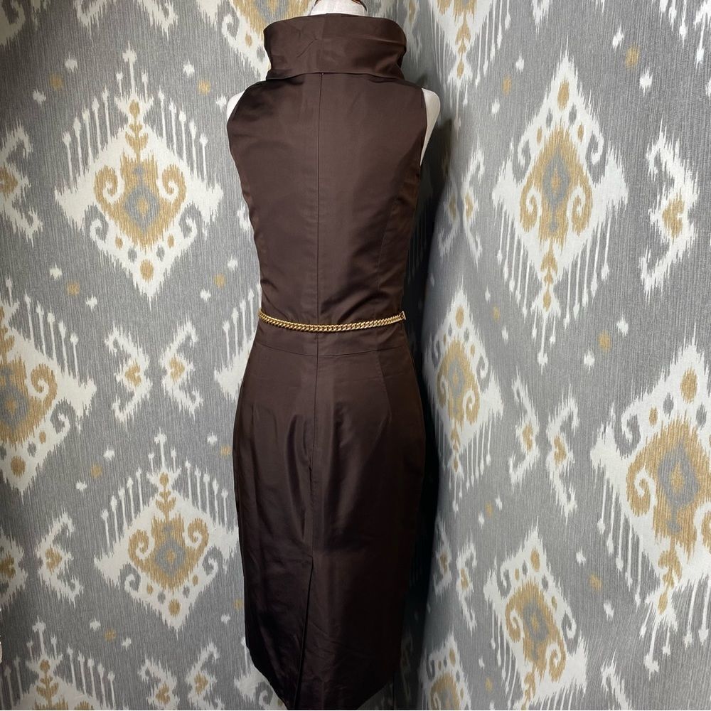 Ralph Lauren Fall Runway Collection Chocolate Brown Silk Funnel Neck Dress - Picture 8 of 16